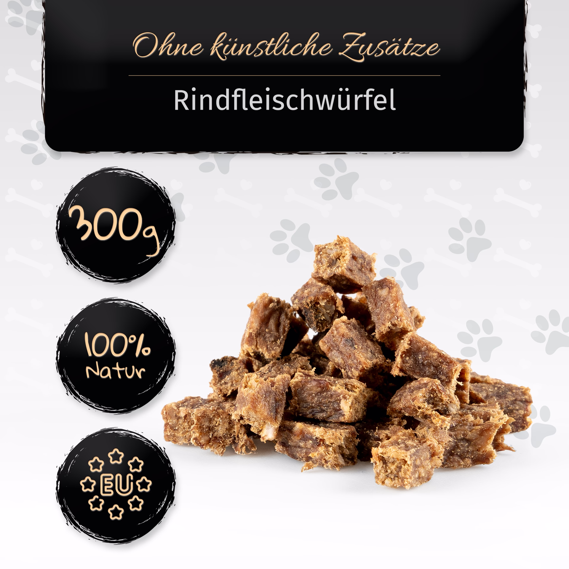 BONE APPETIT Rindfleischwürfel für Hunde, Hundefutter, Rind Kauwürfel, 300g - kleine Snack oder Leck BONE APPETIT Rindfleischwürfel für Hunde, Hundefutter, Rind Kauwürfel, 300g - kleine Snack oder Leck
