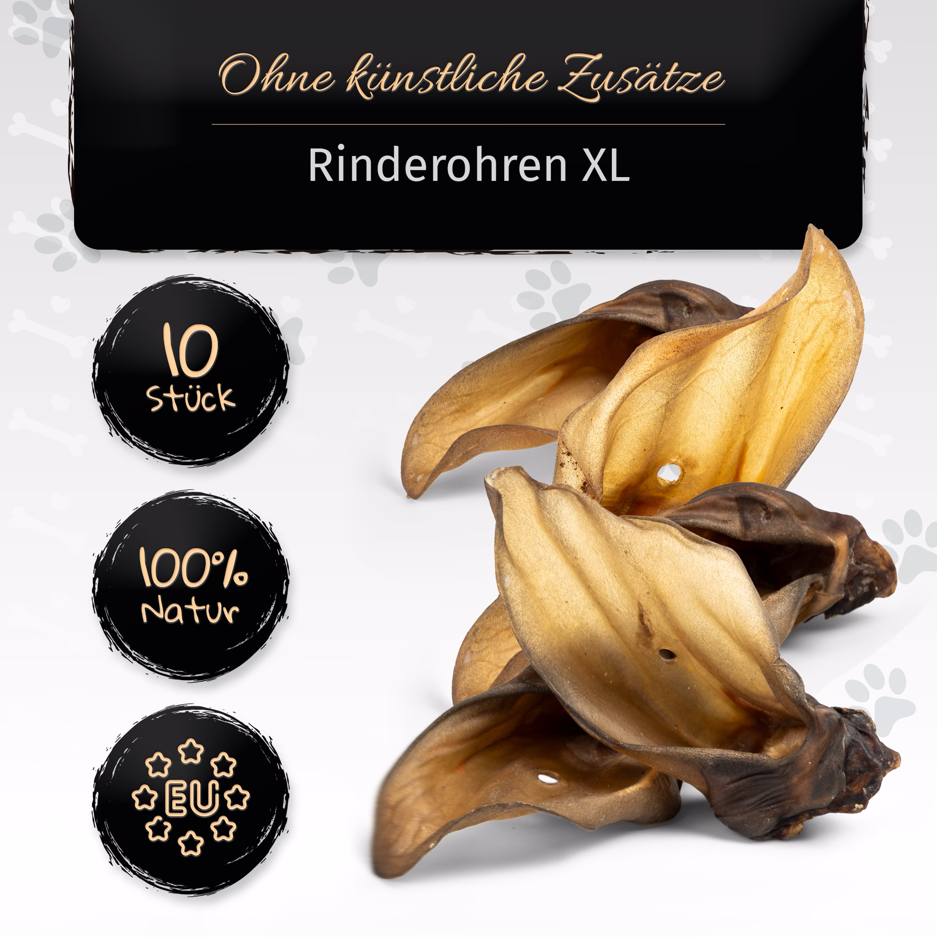 BONE APPETIT Rinderohren XL für Hunde, 10 Stück, Hundeleckerli, Zahnpflege, Glutenfrei - Naturkau Sn