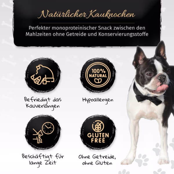 BONE APPETIT Wildschweinhaut für Hunde, Natürlicher Snack 25cm, Zahnpflege, Naturkauartikel Hundelec