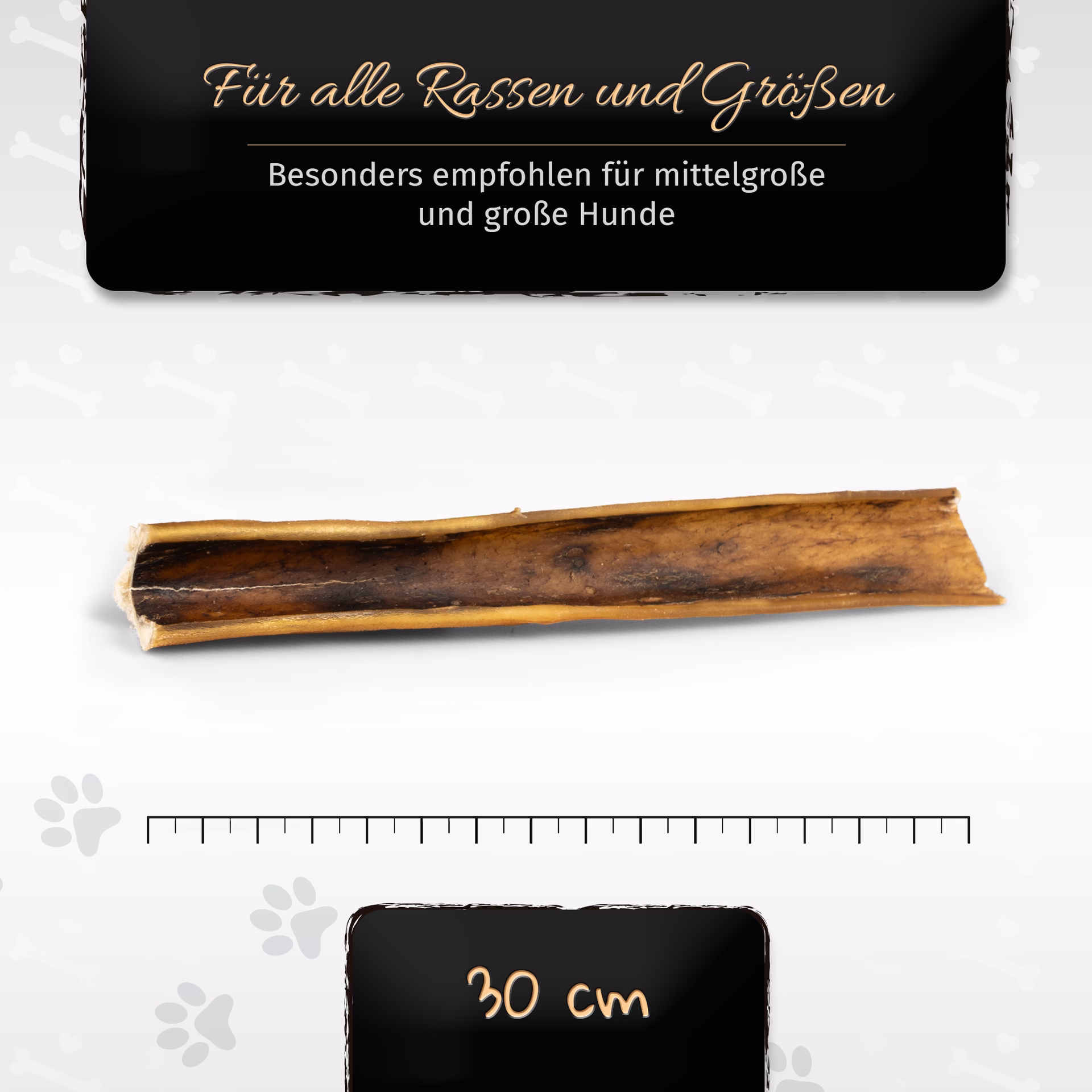 BONE APPETIT Hirschhaut, Getrockneter Kauartikel für Hunde 30 cm - 100% Natürlich, Zahnpflege - für