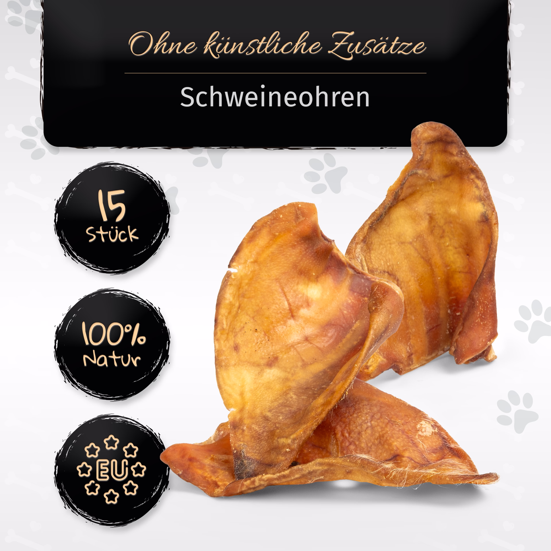 BONE APPETIT Schweineohren für Hunde - Hundeleckerli, Glutenfrei, Qualitätskauartikel ohne Chemie, L