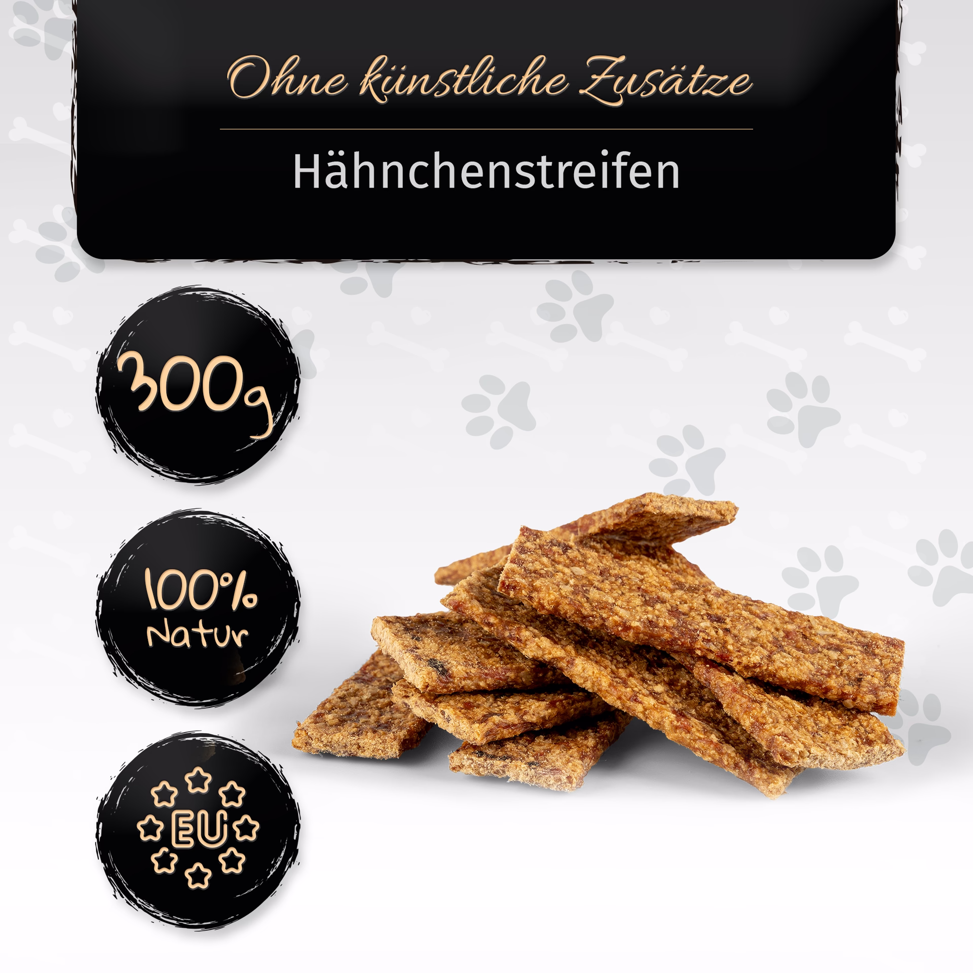BONE APPETIT Hähnchenstreifen für Hunde, Trainingssnack, Hundeleckerli, 300g - Fettarmer und glutenf