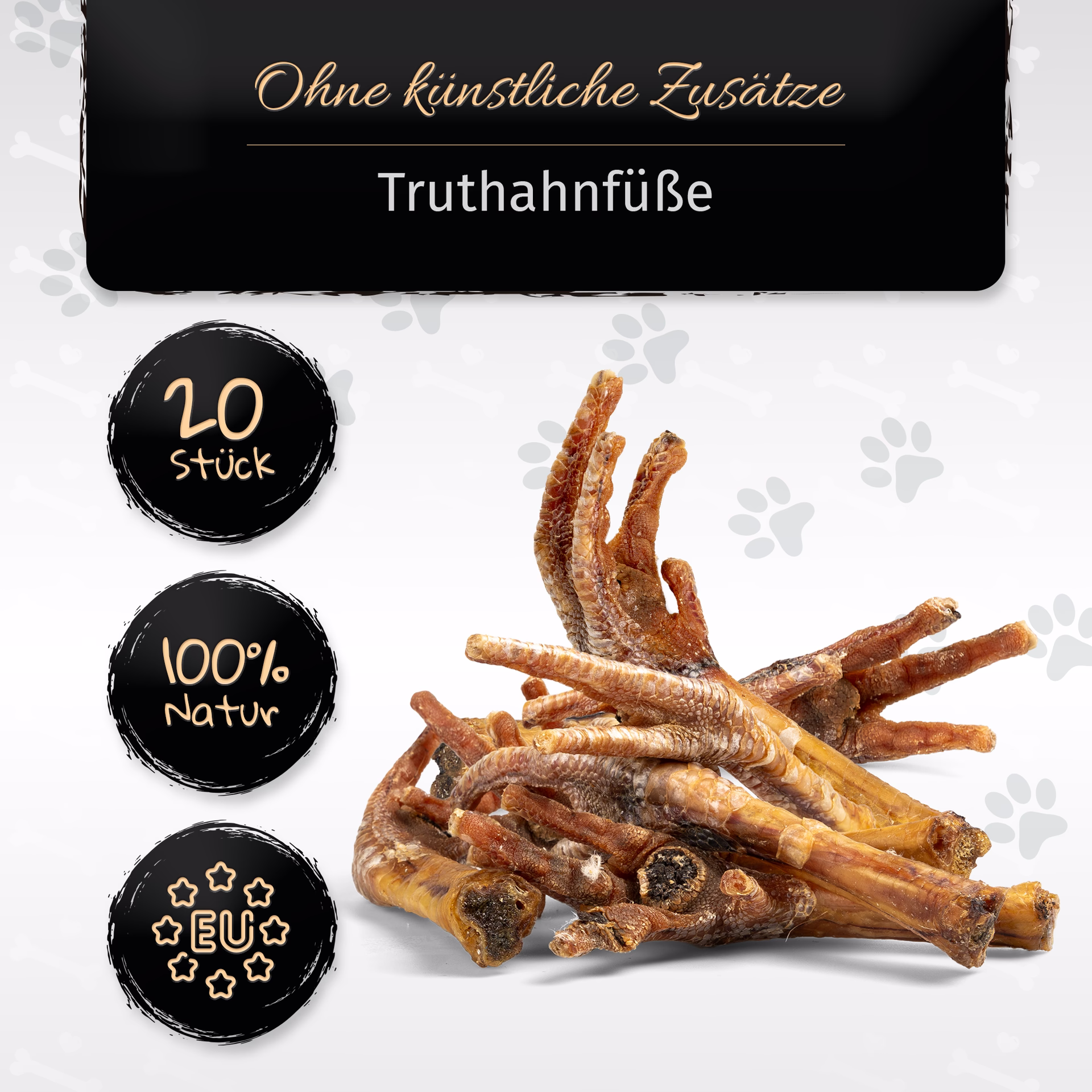 BONE APPETIT Getrocknete Truthahnfüße für Hunde (circa 17-20 cm), Kauartikel, Hundefutter - Glutenfr BONE APPETIT Getrocknete Truthahnfüße für Hunde (circa 17-20 cm), Kauartikel, Hundefutter - Glutenfr