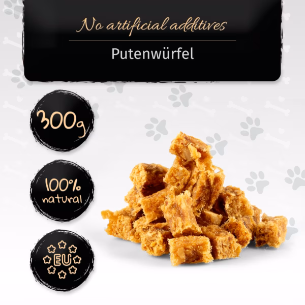 BONE APPETIT Putenwürfel für Hunde, Kausnack, Hundefutter, Kauwürfel, 300g - Ideal für Training und